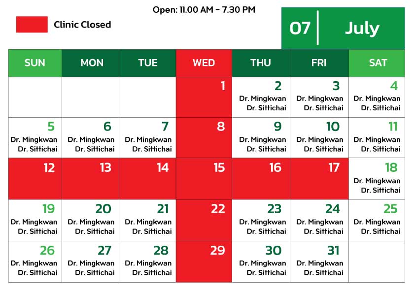 Mingkwan Clinic holiday